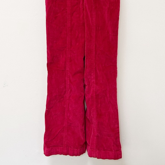 Free People Party Starter Jumpsuit Velvet Corduroy Flare in Holly Berry Red sz 2 - Picture 8 of 12